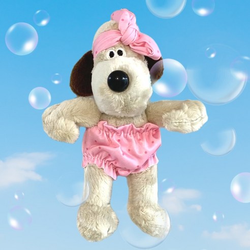 그로밋 강아지 키링 인형 가방 고리, B-2.핑크목욕세트, 1개