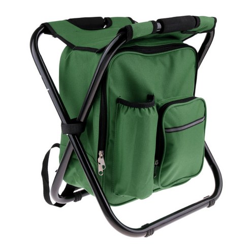 여행 하이킹 야영을 위한 냉각기 책가방 소형 휴대용 의자 접히는 의자, 녹색, M, 설명