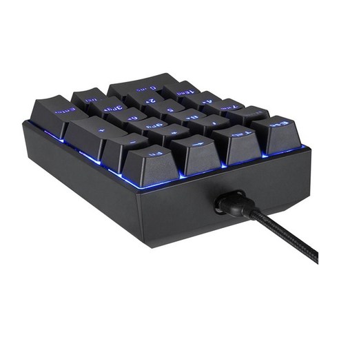 K23 미니 숫자 키패드 캐셔 용 휴대용 USB-C 21 키 파란색 LED 백라이트 소형 숫자 키패드 DIY 프로그래밍 사무실, 빨간색 스위치, 119x81x40mm., ABS 플라스틱