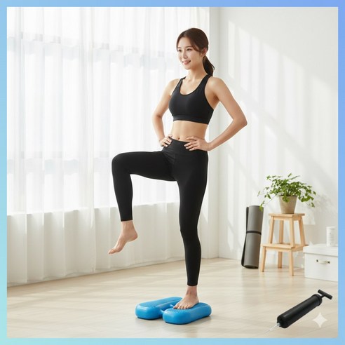 지크호 홈트 무소음 지압 스텝퍼 젤리 천국의 계단 + 에어 펌프, 블루 리얼순수