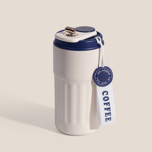 스마트 온도 측정 보온 컵 휴대용 차량용 컵 1개, 450ml, 블루
