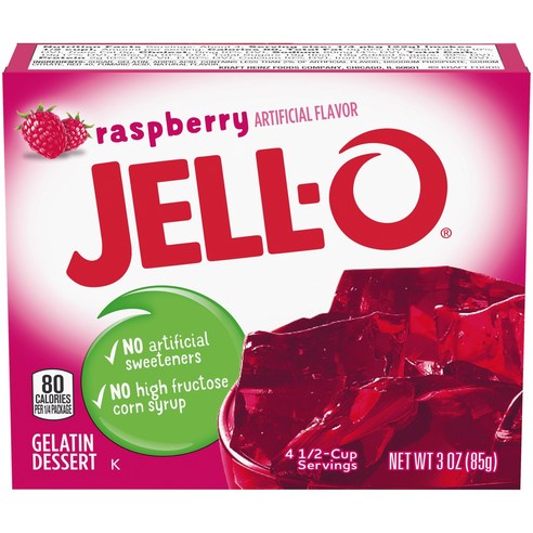 Jell-O Raspberry Gelatin Mix (3 oz Box) 젤로 라즈베리 젤라틴 믹스 (3온스 박스), 120.96g, 1개 Best Top5