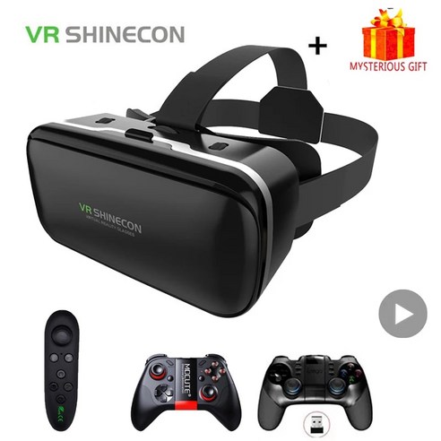 VR 가상현실 VR안경 VR게임기 Shinecon 6.0 Casque 가상 현실 안경 3d 고글 헤드셋 헬멧 아이폰 안드로이드 스마트폰 바이어 렌즈, 9.With Box 9156 Remote