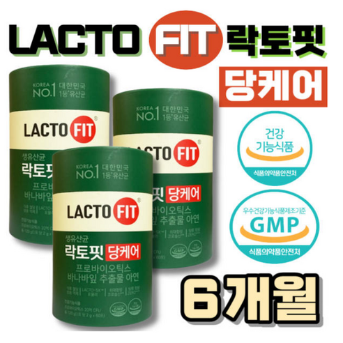 NEW 종근당 생유산균 락토핏 당케어 식후 혈당 상승 억제 프로바이오틱스 바나바잎 추출물 아연 LACTO FIT 당류 ZERO, 120g, 3개