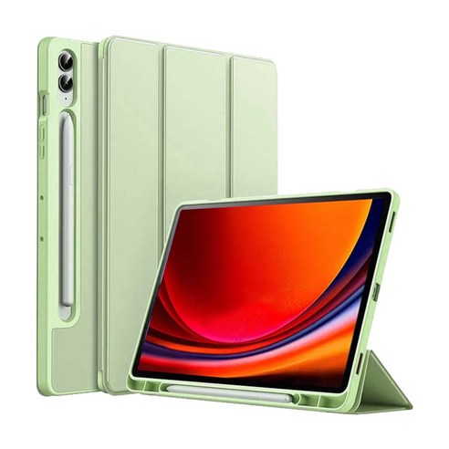 갤럭시탭S9 FE 플러스 울트라 커버 S펜수납 케이스 SM-X510N X516N X610N X616N X710N X716N X810N X816N X910N X916N 케이스나라, 연두