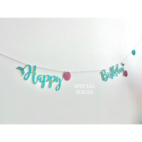 인어공주가랜드, 1개, 인어 심플 HBD 레터링 가랜드