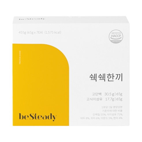 비스테디 쉑쉑한끼 프로틴 쉐이크, 곡물맛, 1개, 455g