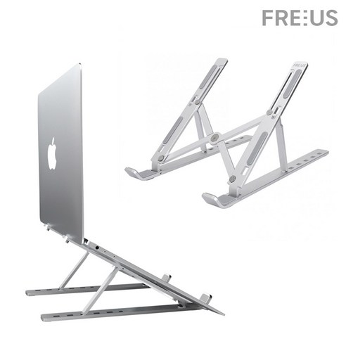 프리어스 휴대용 접이식 노트북 거치대 + 보관용 파우치 FRUS-LS2, 실버, 1개