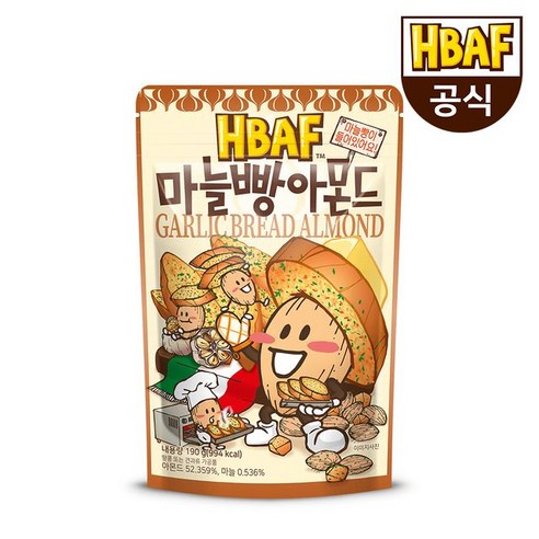 바프 [HBAF] 바프 마늘빵 아몬드 190g, 1개