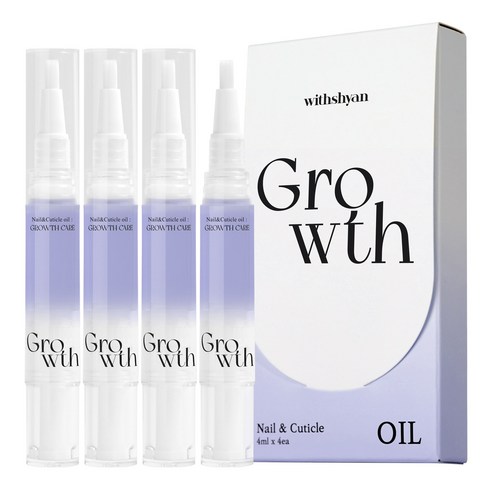 위드샨 네일&큐티클 오일펜 세트 대용량, 1세트, 그로쓰 그로쓰 케어 4ml x 4ea