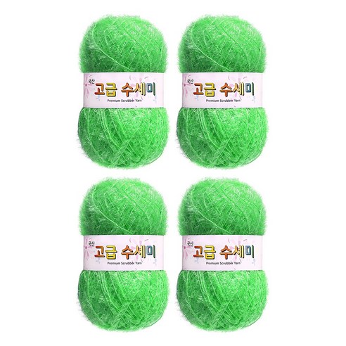 울클럽 별꽃수세미 DIY 고급수세미실 80g 4볼세트 + 동영상제공, 127형광연두