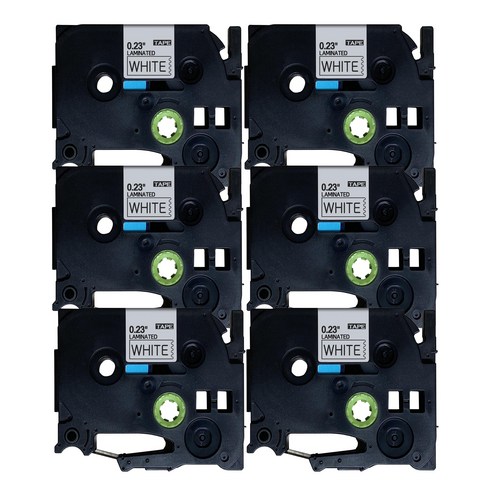 Brother 브라더 호환 라벨테이프 라벨프린터기 라벨기 테이프, 18mm, 흰색바탕/검정글자 6개