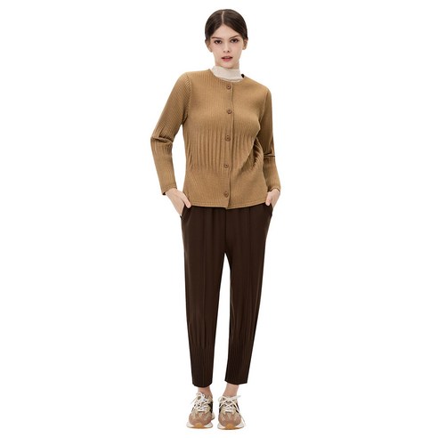 코스트코 요이츠 여성 플리츠 기모 가디건 – 오렌지