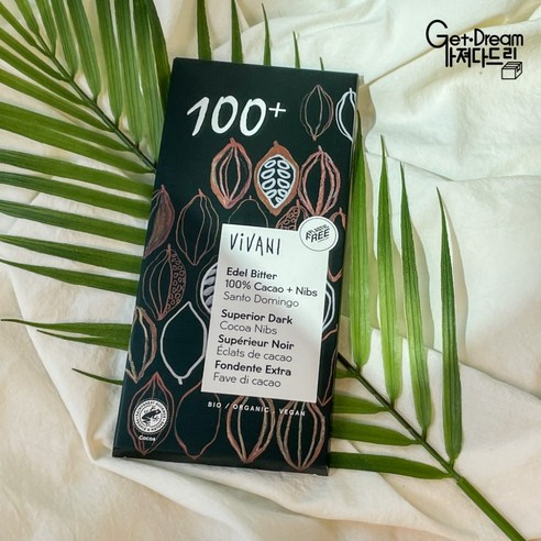 비바니 다크 초콜릿 유기농 무설탕 카카오 100% 비건, 80g, 4개