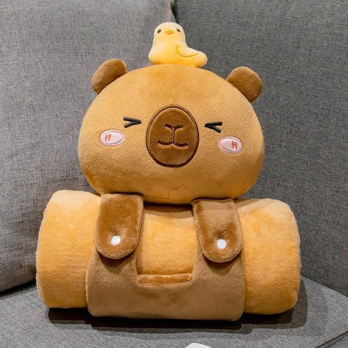 동물 캐릭터 낮잠 담요 쿠션 인형, 카피바라B, 1.0M*1.7M