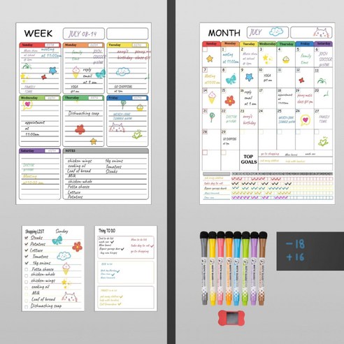 냉장고 자석보드 12종 택1 월간 주간 스케쥴보드 메모보드 화이트보드 칠판보드, 09_주간포인트