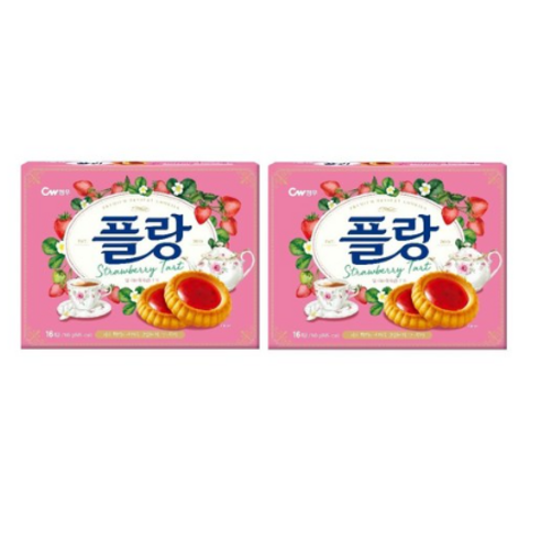 청우식품 플랑 딸기 타르트 쿠키, 160g, 2개