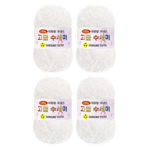 울클럽 대용량 고급수세미 뜨개실 100g 4볼 (총 400g), 흰색, 4개