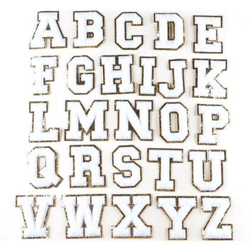 Retemporel 26개 편지 패치 의류에 대 한 편지에 철 반짝이 수 놓은 알파벳 장식 패브릭 패치 화이트, 하얀