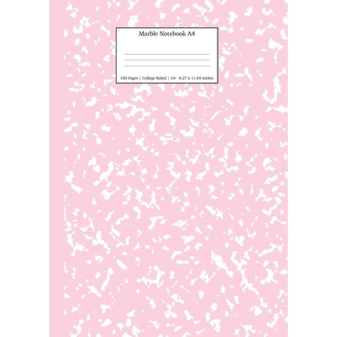 (영문도서) Marble Notebook A4: Pastel Pink College Ruled Journal Paperback, Young Dreamers Press, English, 9781989790557
