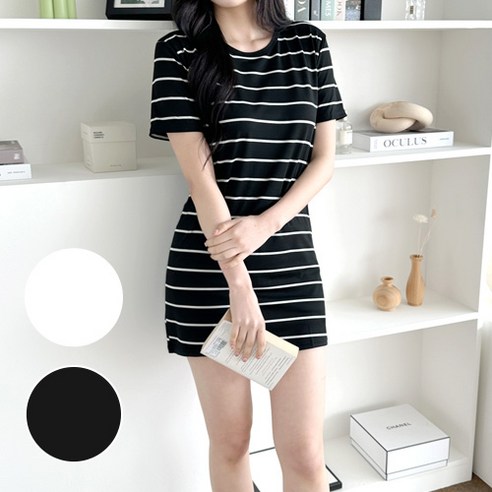 로아 여름 스트라이프 원피스 스판 쿨링 여자 반팔 미니 드레스 로아 여름 스트라이프 원피스 스판 쿨링 여자 반팔 미니 드레스