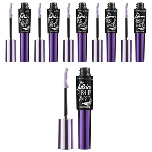 메이블린 더 폴시 푸쉬 업 앤젤 마스카라 워터프루프 9.7ml, Very Black, 6개