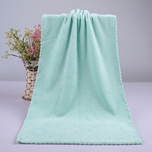 ZZJJC 코랄 타월 극세사 타월 드라이물수건, 75*35cm 【카드지], 색이 변두리를 자르고 푸르다.