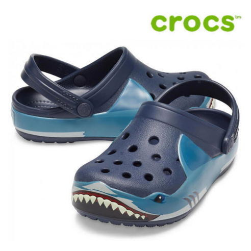 크록스 아동 샌들 46- 206159-410 Kids Crocs Fun Lab Shark Band Lights Clog Navy