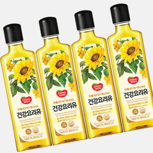 동원 건강 요리유 세트 식용유 오일 기름, 4개, 480ml