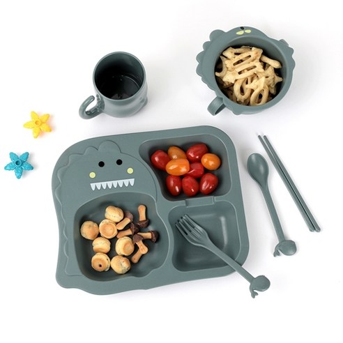 어린이의 식사 시간을 더욱 즐겁고 흥미진진하게 만드는 공룡과 자동차 디자인의 내구성 있는 유아 어린이 식기