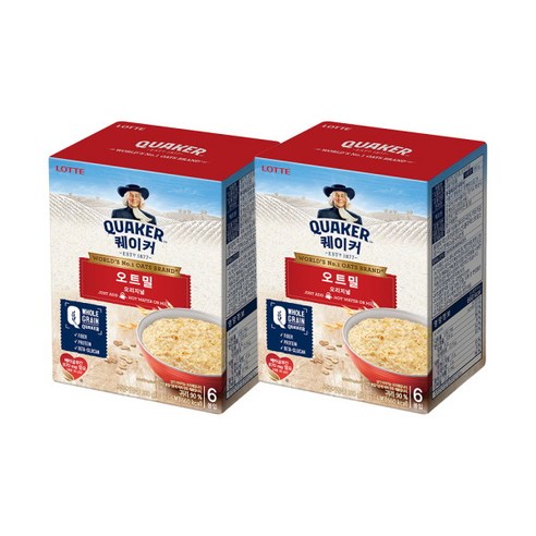[롯데웰푸드] 퀘이커 오트밀 오리지널180g 6입 X2개, 12개, 180g