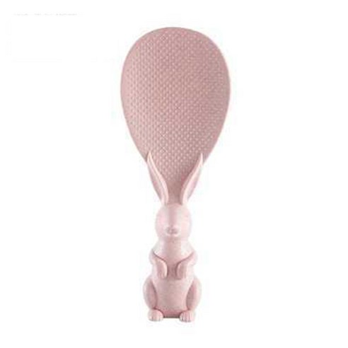 2021 Wheat Straw Rabbit Spoon Can Stand Up Rabbit Rice Shovel Rice Cooker Rice Spoon Creative Non-st, 하나, Pink