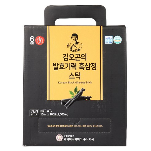 김오곤의 발효기력 흑삼정 스틱 15ml 100개, 100개, 15ml