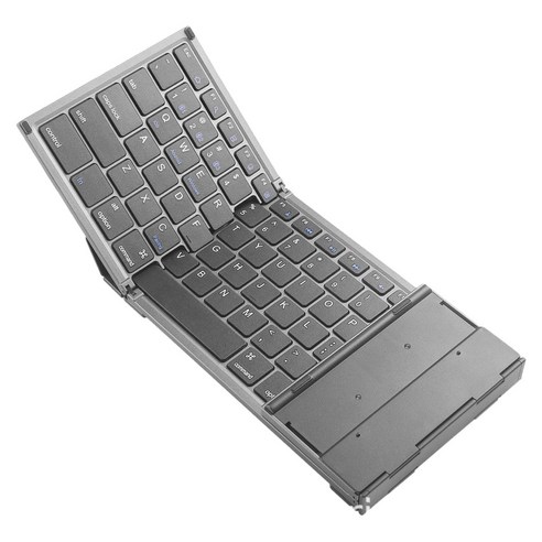 Xzante B066 접이식 블루투스 키보드 유선 충전식 휴대용 미니 무선 태블릿 노트북에 적합, 회색, 알루미늄 합금 + ABS