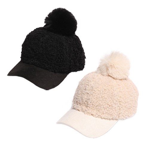 한수위 여자 캡모자 볼캡 2종 세트 겨울 양털 방울 방한 소두 얼굴 작아보이는 모자