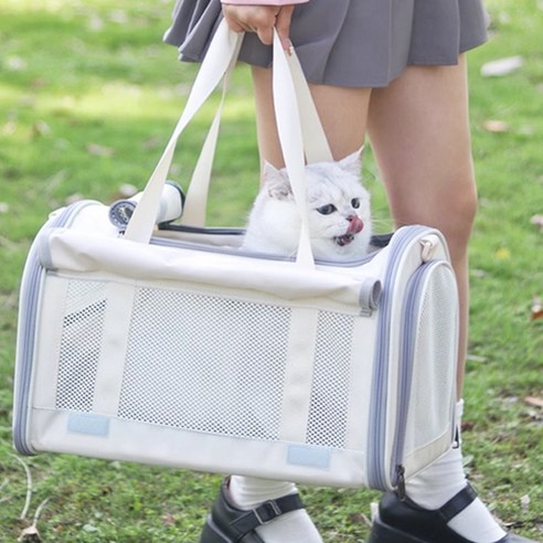 스페이스캣 반려동물 통풍 튼튼 이동가방, 아이보리색 
펫티켓 산책용품
