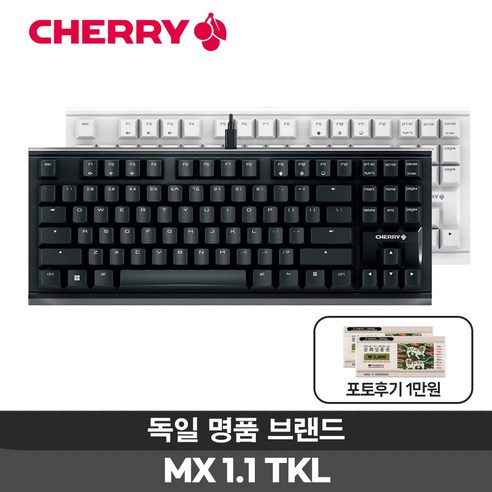 체리키보드 MX 1.1 TKL 게이밍 텐키리스 기계식 키보드 (4종 축 선택), 청축, 블랙