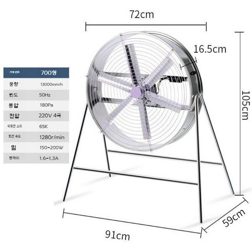 고출력 팬 포스트형 회전 속도 조절 대용량 산업용 공장 농장 상하 각도 조절 220V, B.700형 싱글넷, 3. 모델700 - 단일망 - 속도조절가능