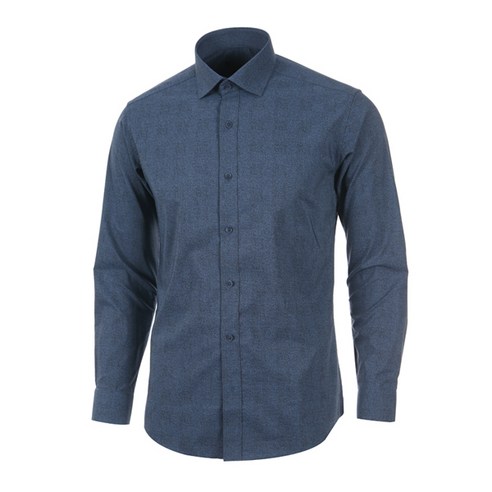 로베르타디까메리노 남성용 TC 스판 프린트 슬림핏 블루 긴소매 셔츠 RK3-453-2