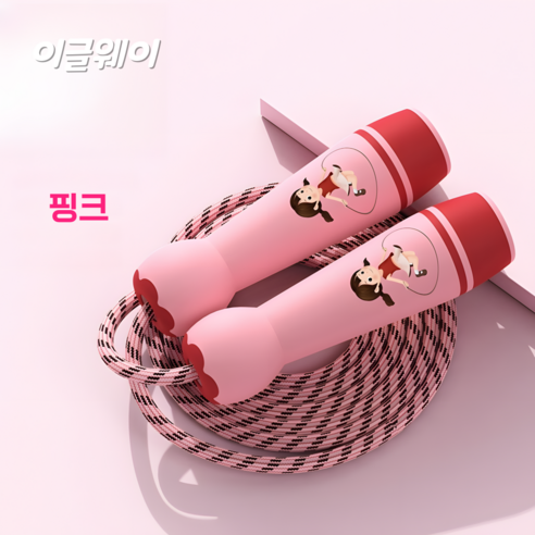 NEWNO 파스텔캐릭터 줄넘기, 레드핑크, 1개