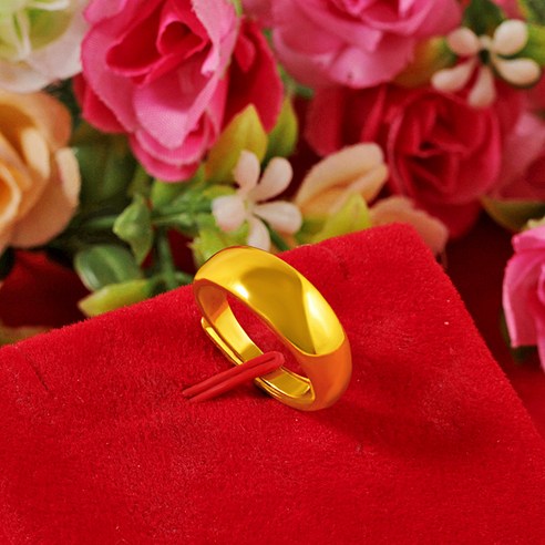 패션 유럽 화폐 금광면 반지 커플 반지 황동 도금 머리 액세서리 결혼 남녀 반지