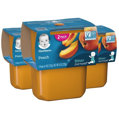 거버 어린이 액상 식품 113g 2개입, 복숭아(Peaches), 226g, 3개