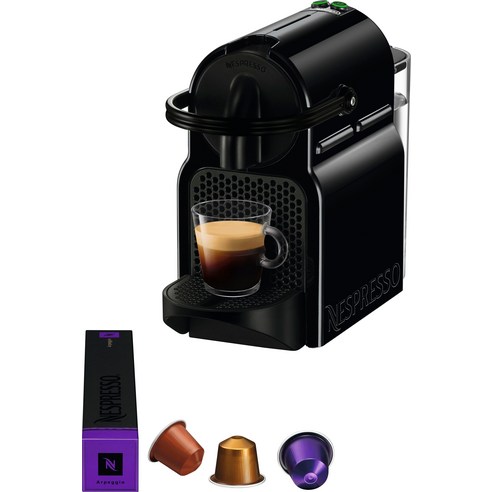 Nespresso 캡슐 커피 머신 네스프레소 이니시아 EN 80.B 델롱기 블랙 7개가 포함된 웰컴 팩 포함 Q311972