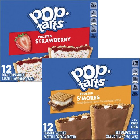 켈로그 팝 타르트 토스터 패이스트리 프로스트, Strawberry 12 Count + Frosted S''Mores 12 count, 1세트, 576g