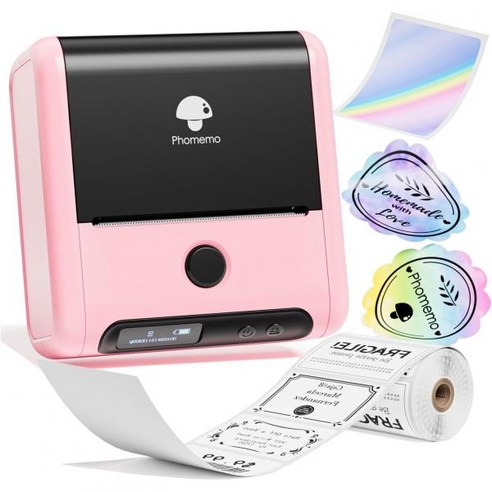 Phomemo 포메모 M200 라벨 메이커 바코드 프린터 블루투스 라벨기, Pink, 1 Printer with 1 roll label, 1개