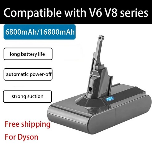 다이슨 V6 V8 충전식 진공 청소기 배터리 소니 배터리 셀용 DC58 SV10 SV11 SV12 SV09 6800mAh, 3)V8 6800mAh, 1개