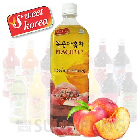 스위트코리아 복숭아티 액상음료 1000ml, 1개, 1L 대호액상