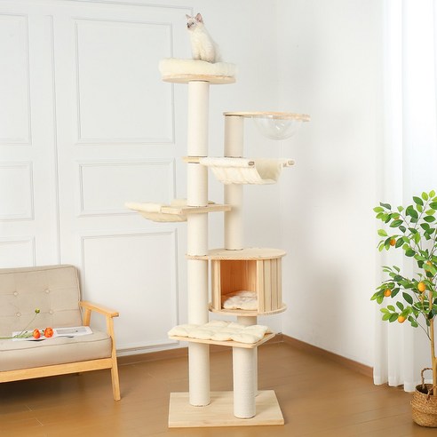 고양이 캣타워, 칠시 원목 대형, 혼합색상, 1개 고양이 캣타워, 칠시 원목 대형, 혼합색상, 1개