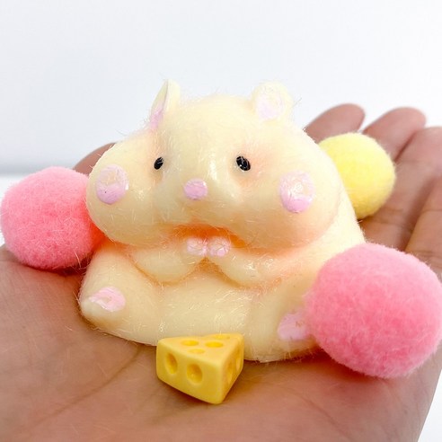 크앤비 햄스터 고양이 발바닥 말랑이 주물럭 모찌 스트레스볼 실리콘젤리, 햄스터말랑이(옐로우), 1개