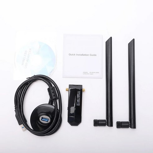 CHANEVE Kali 리눅스 와이파이 동글 듀얼 밴드 1200Mbps 무선 USB 어댑터 3.0 네트워크 카드 5dbi 안테나 RTL8812AU 칩, 1개